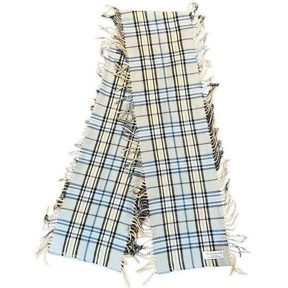 Preston & York Scarf Made in Germany Super Soft Fringe plaid blue/beige/black - Picture 3 of 11